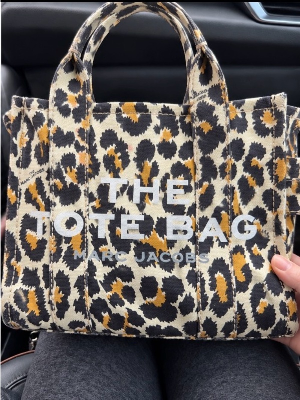 Marc Jacobs Leopard Print Canvas Tote in Black, Cream & Gold